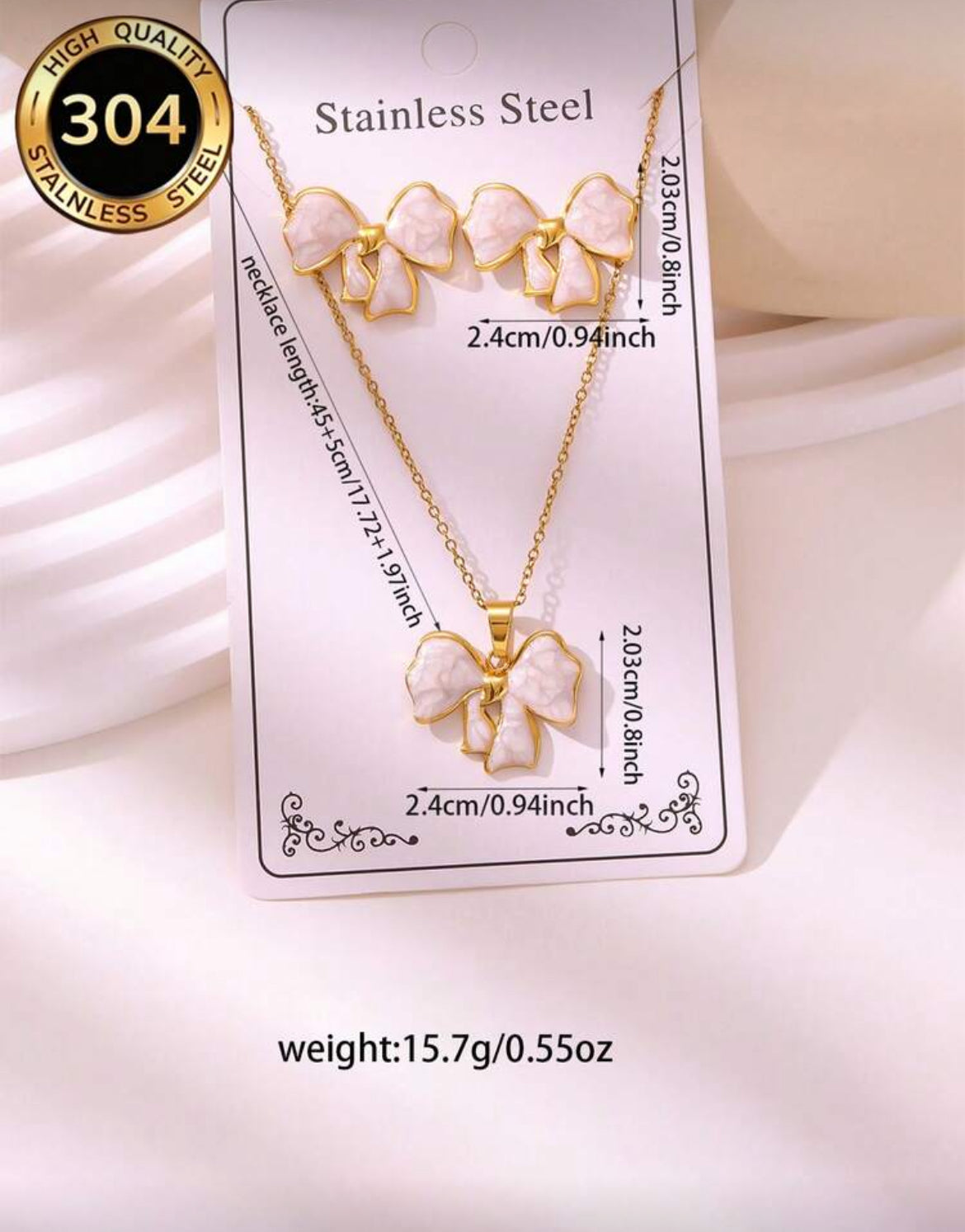 Ribbon Emale Necklace Set