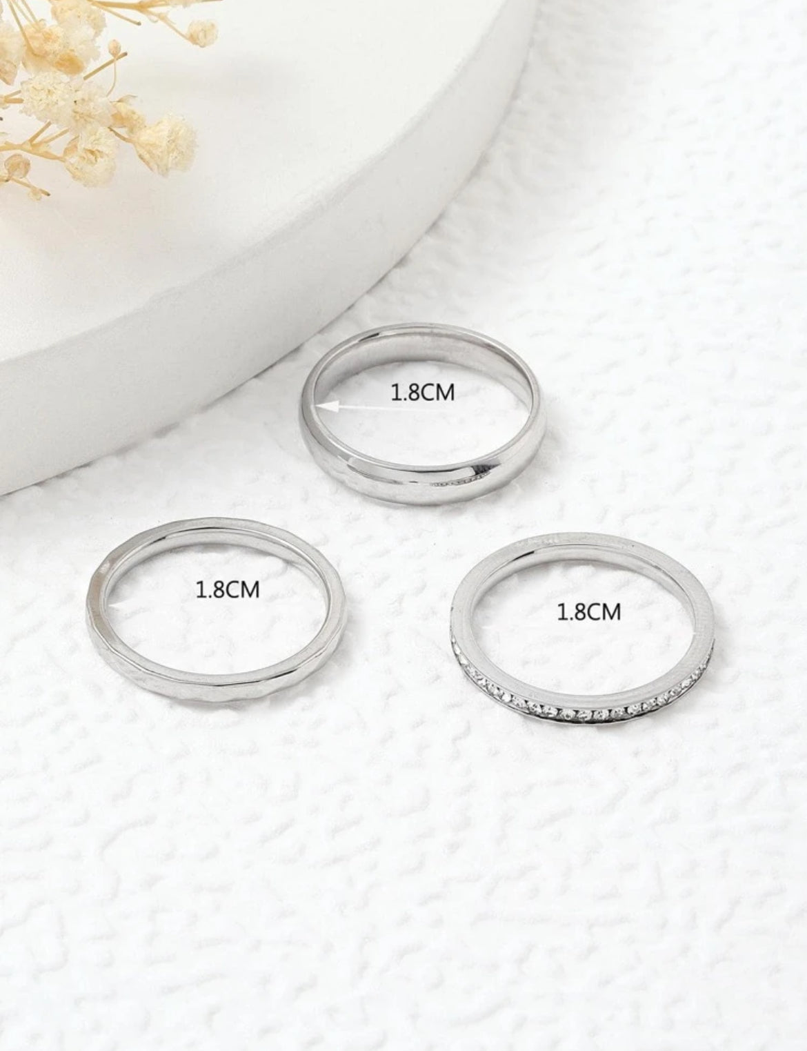 Elegant Stainless Steel 3pcs ring set