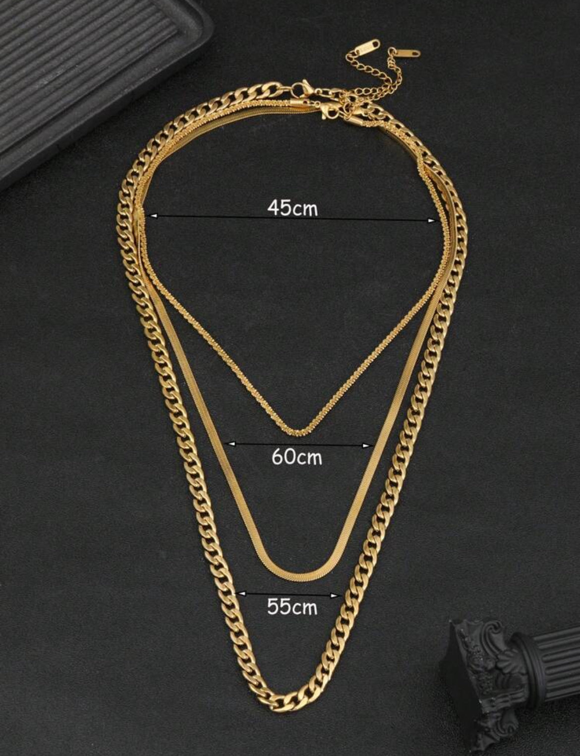 Munu 3pc stainless steel necklace set