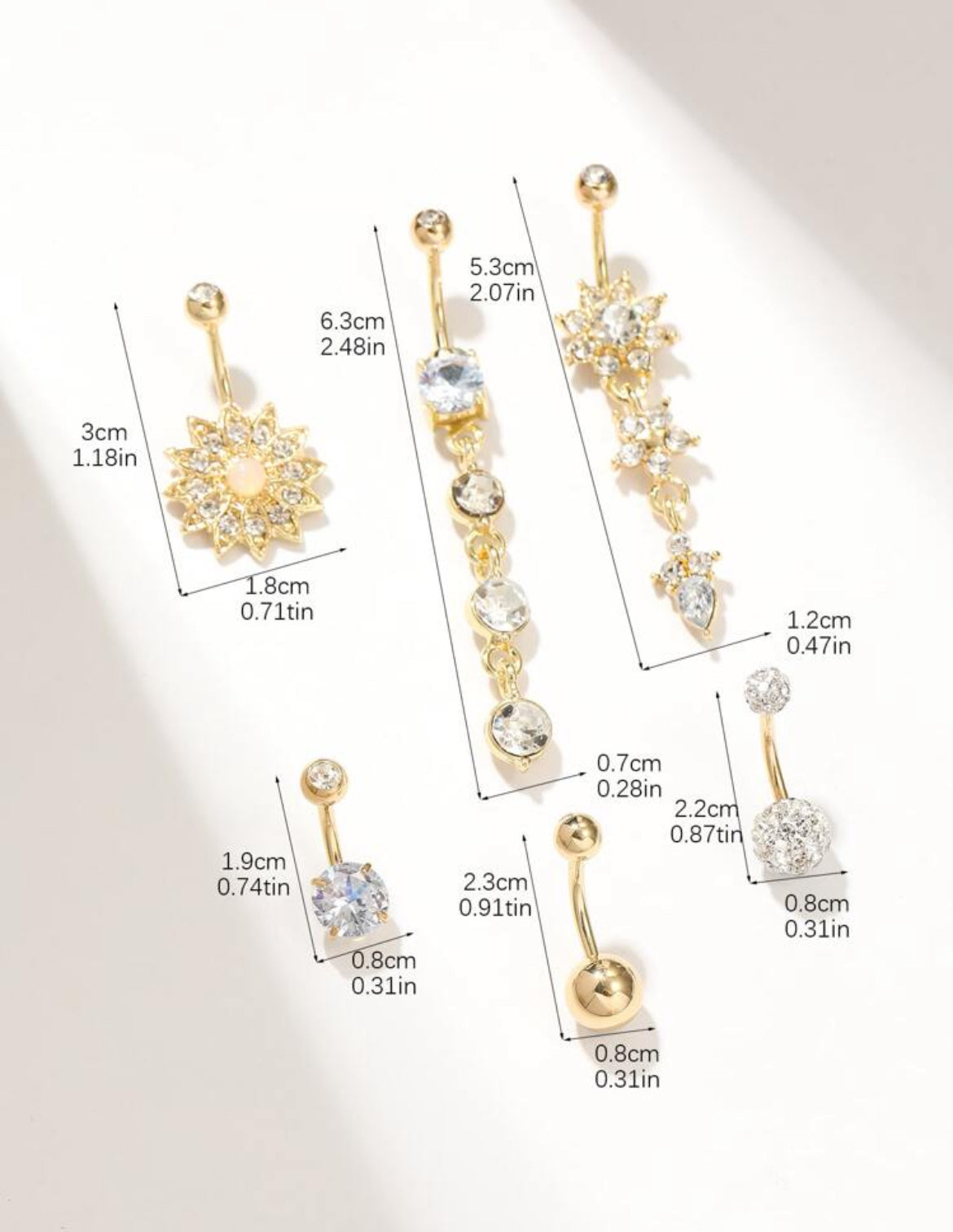 6pc Blossom Belly Ring Set