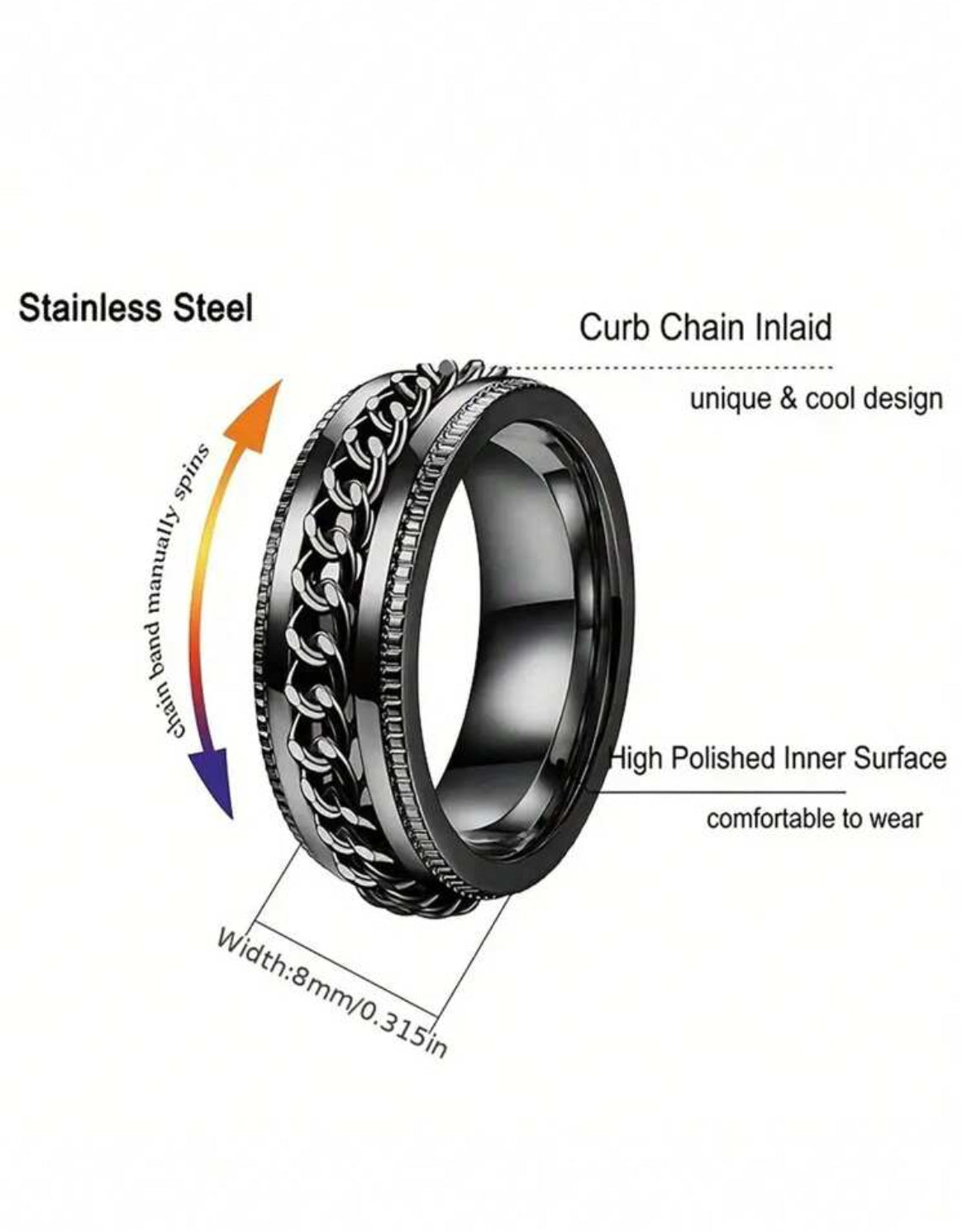4pc Embossed Matte Ring set for men