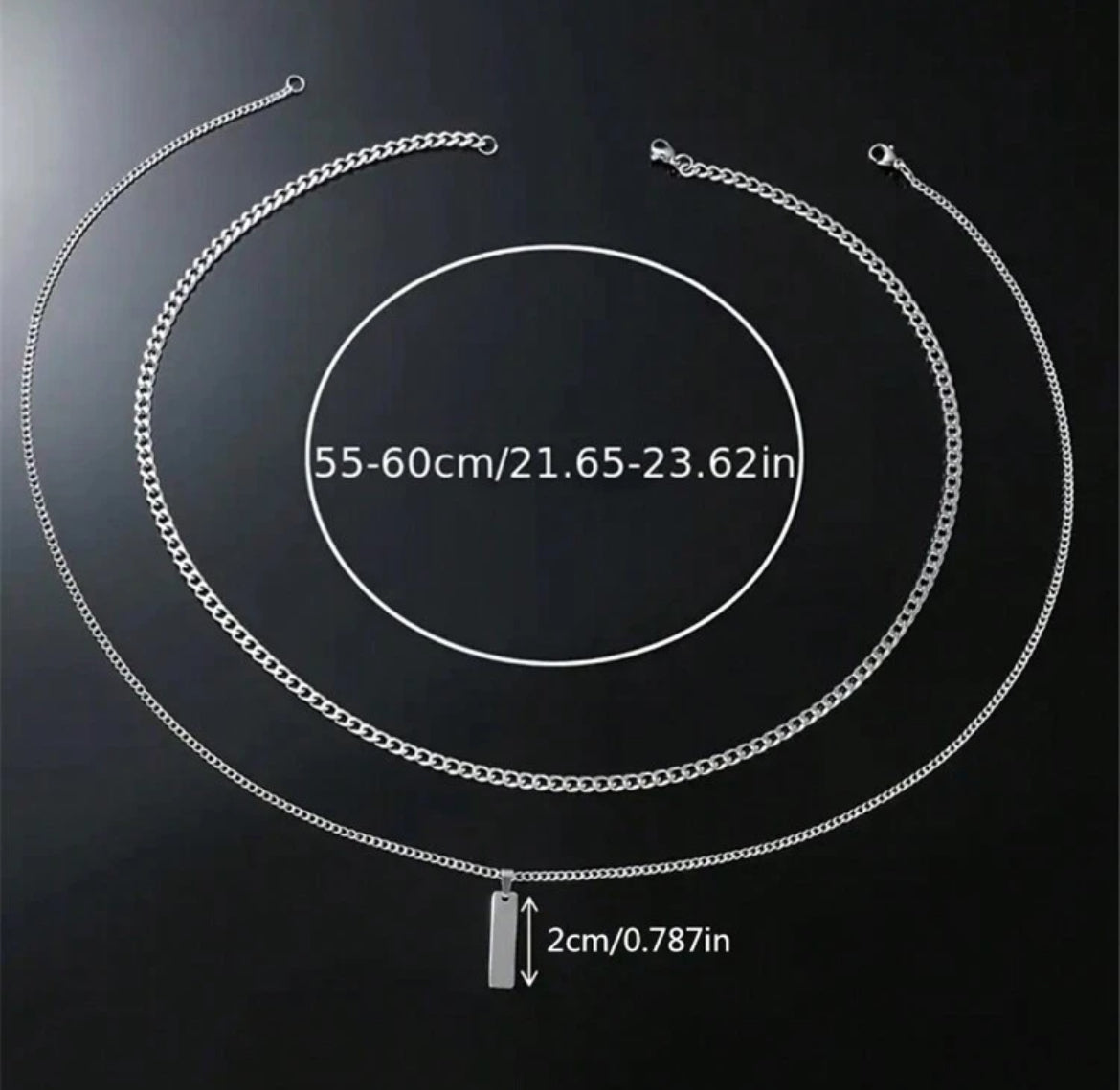 2pc Bar Stainless Steel necklace for men