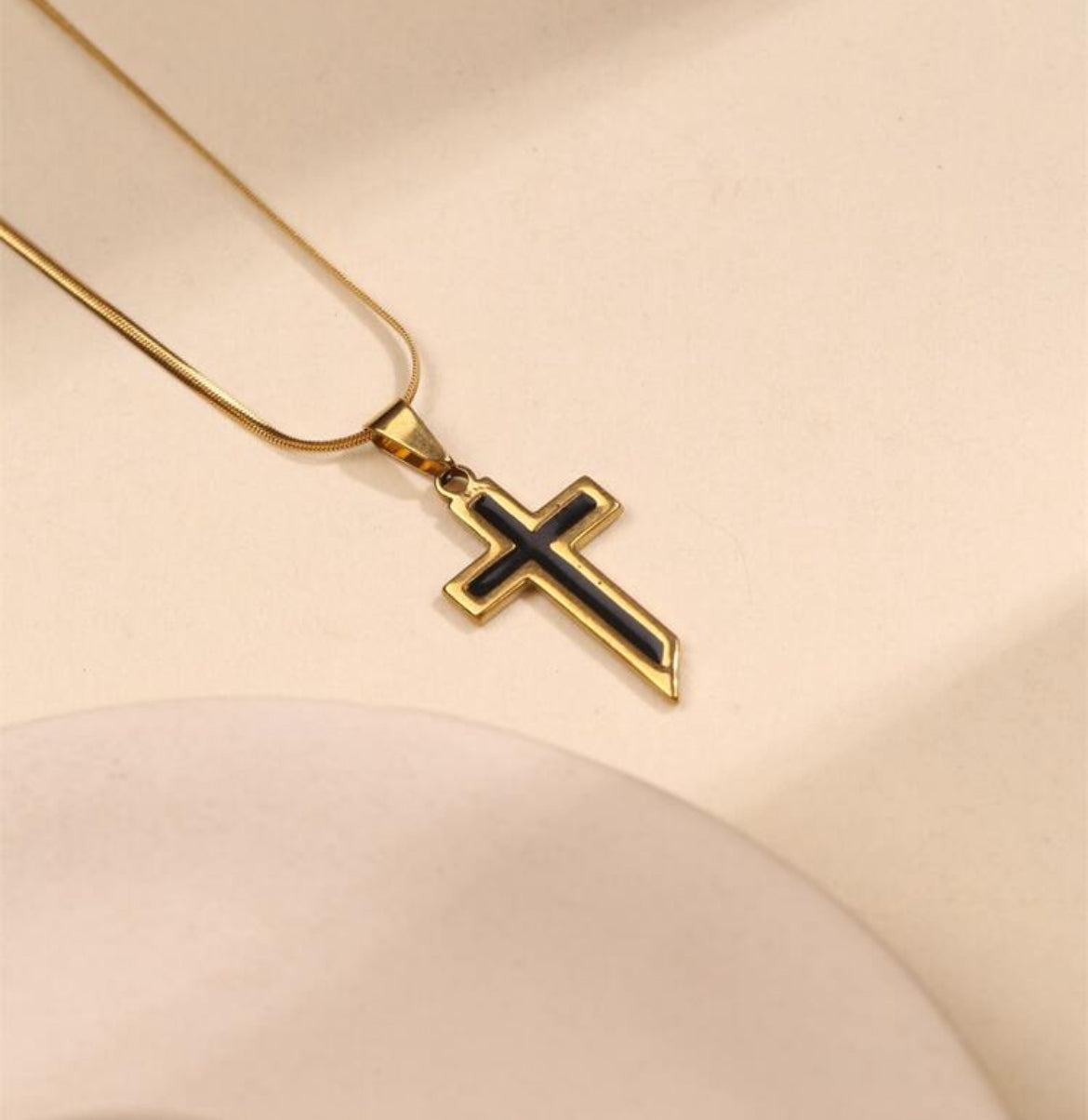 Titanium steel cross necklace