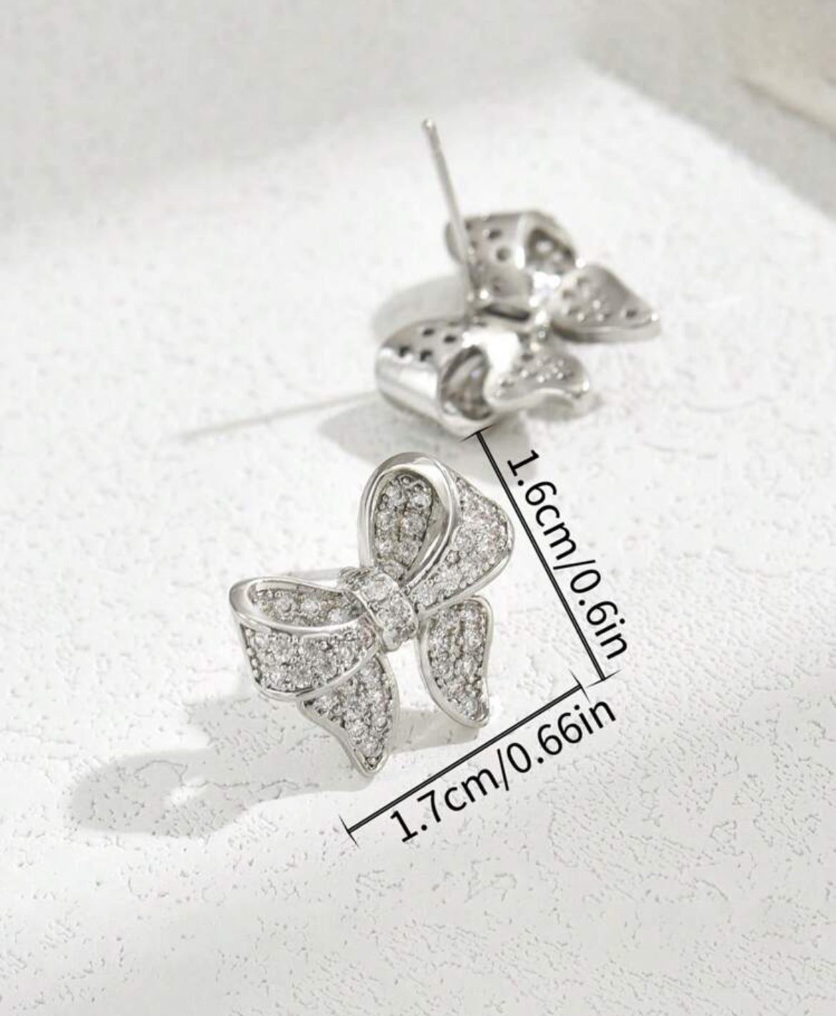 Luxury bow knot silver plated earrings