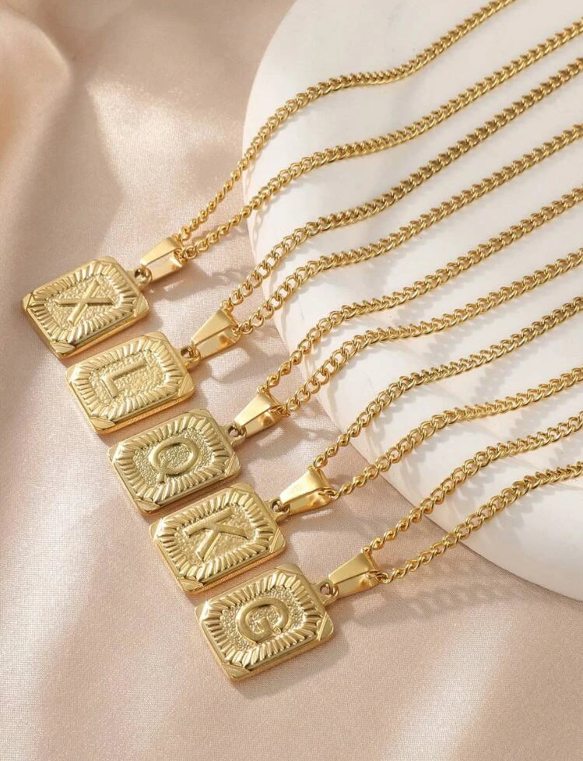 18k gold plated Initial pendant necklace for men