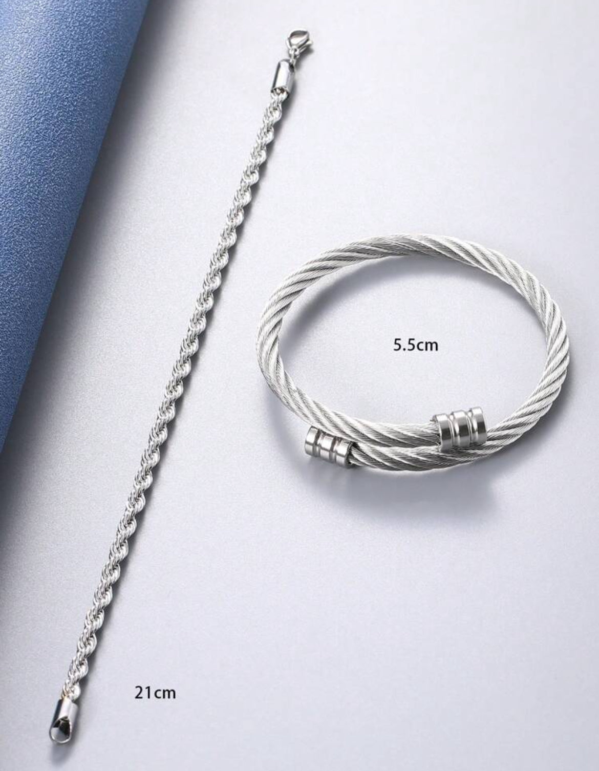 2pc Retro titanium steel bracelet set for men