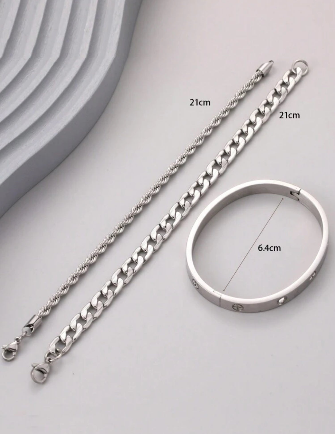 3pc Dawn Stainless Steel bracelet for men