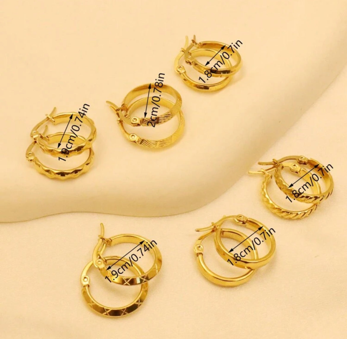 6pc Emi Gold earrings set