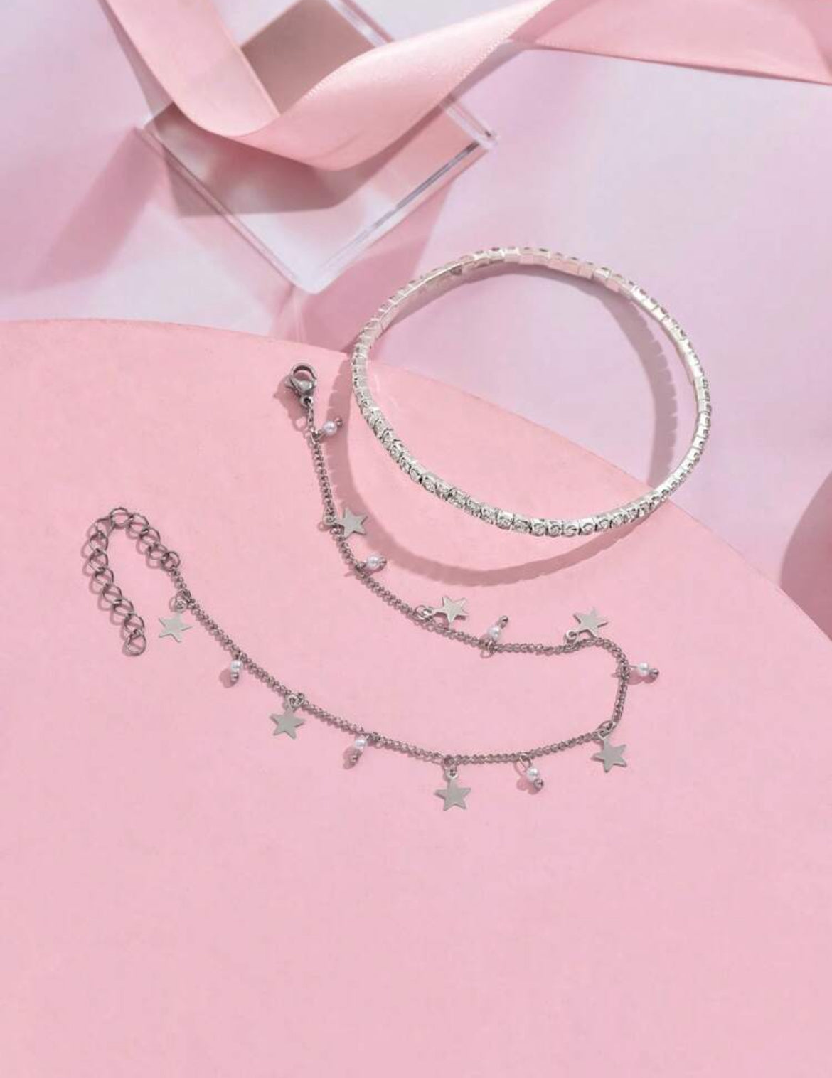 2pc Icy Star Anklet Set