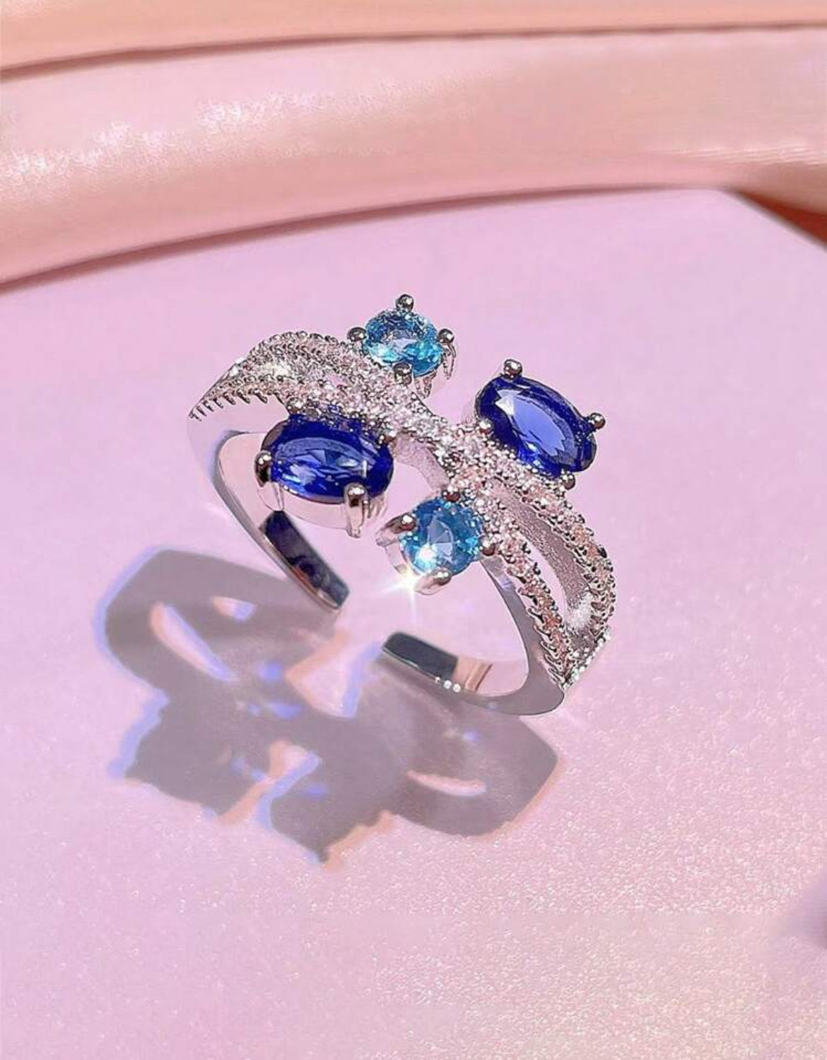 4pc Sapphire Princess Elegant jewelry set