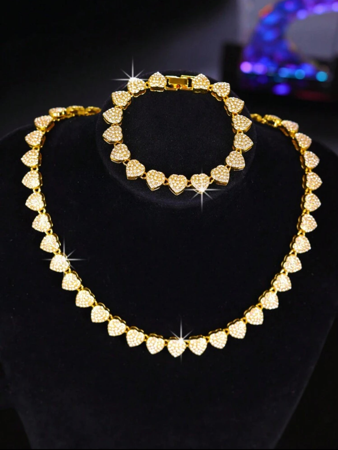 Dazzling Heart necklace & bracelet set
