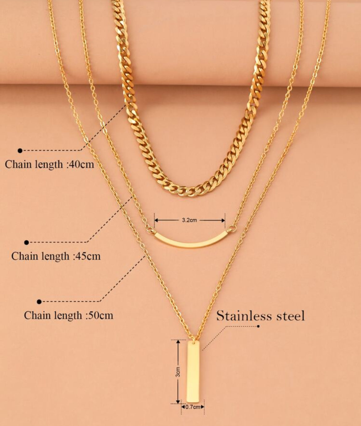 Vera gold bar layered necklace