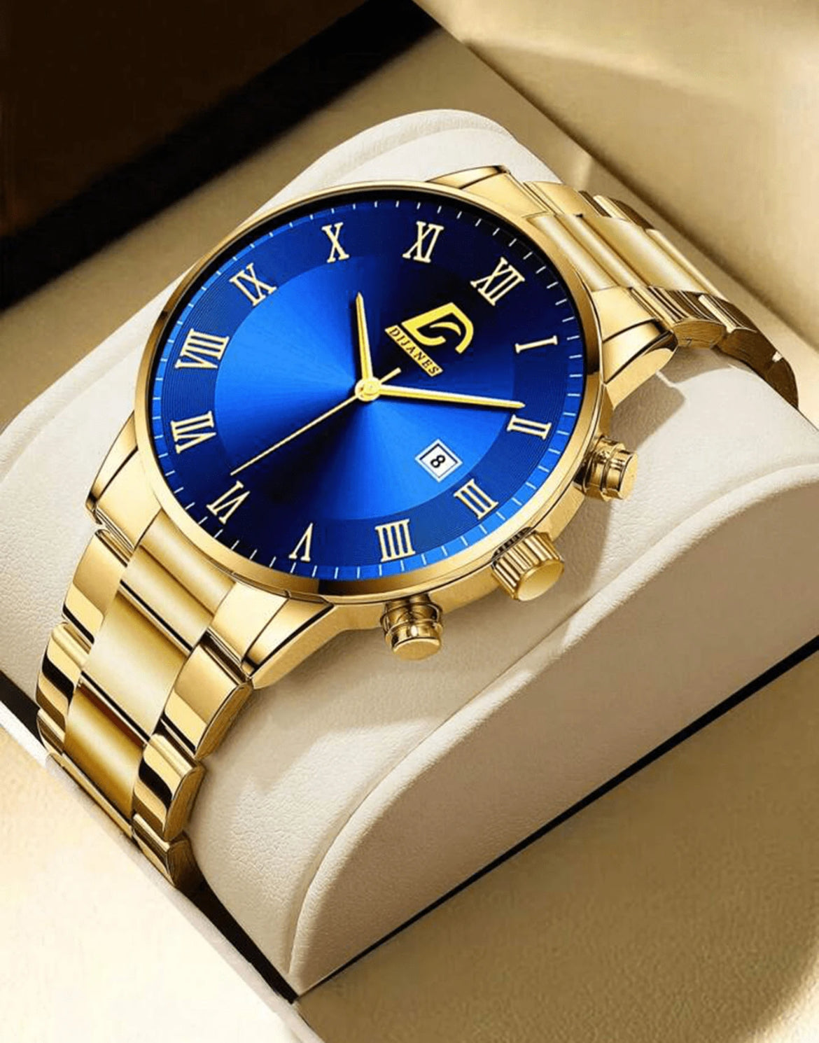 Business Man Stainless Steel Watch & Necklace Set