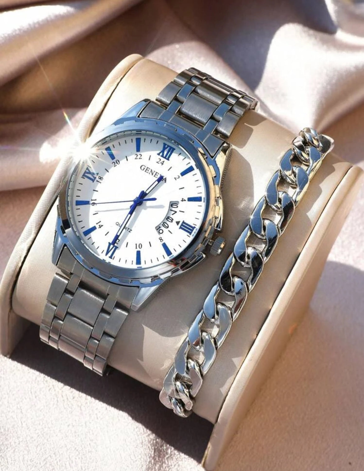 Epitome Men’s Stainless Steel Watch & Bracelet set