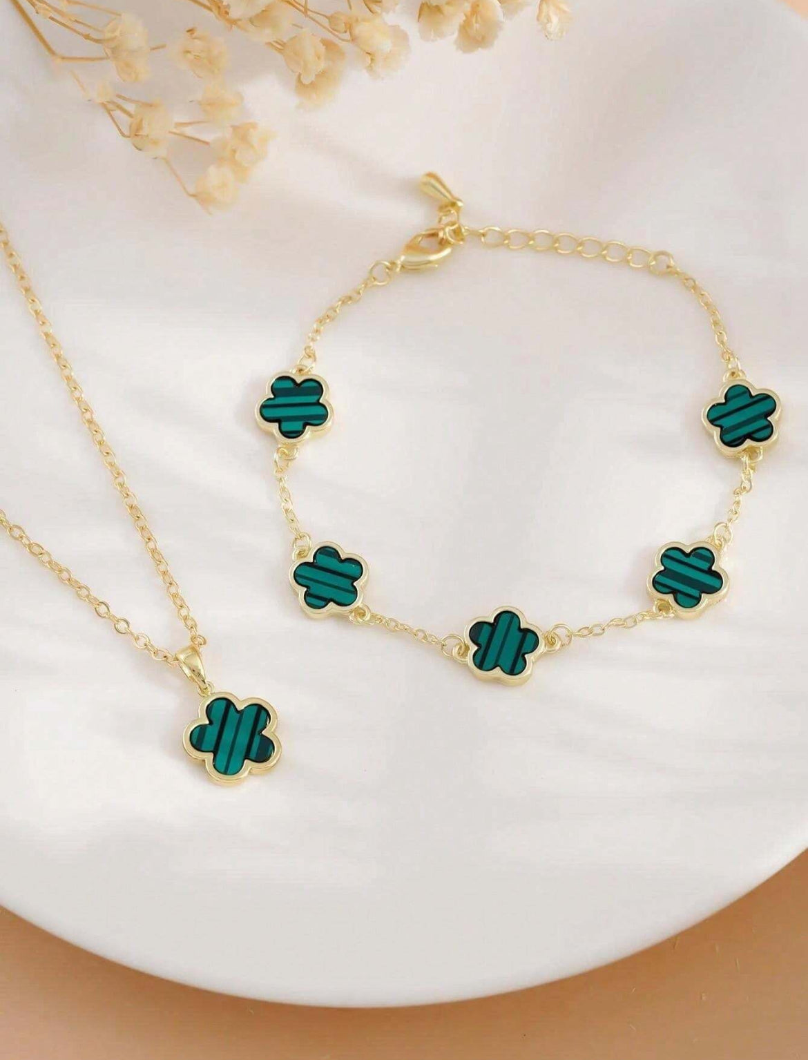2pc Dream Clover Necklace &Bracelet set