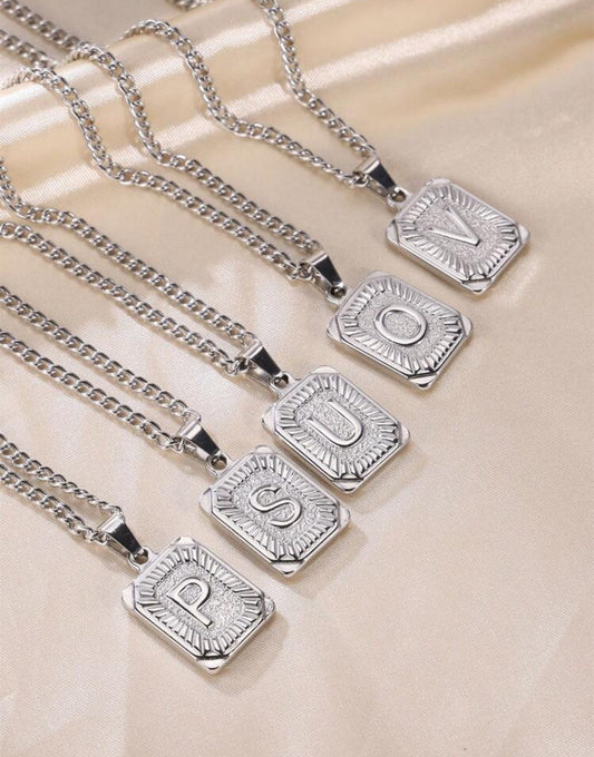 18k gold plated Initial pendant necklace for men