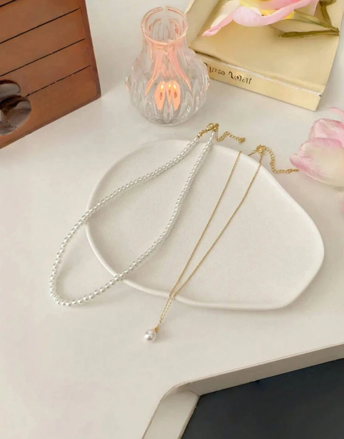 Layered Faux Pearl Clavicle Necklace