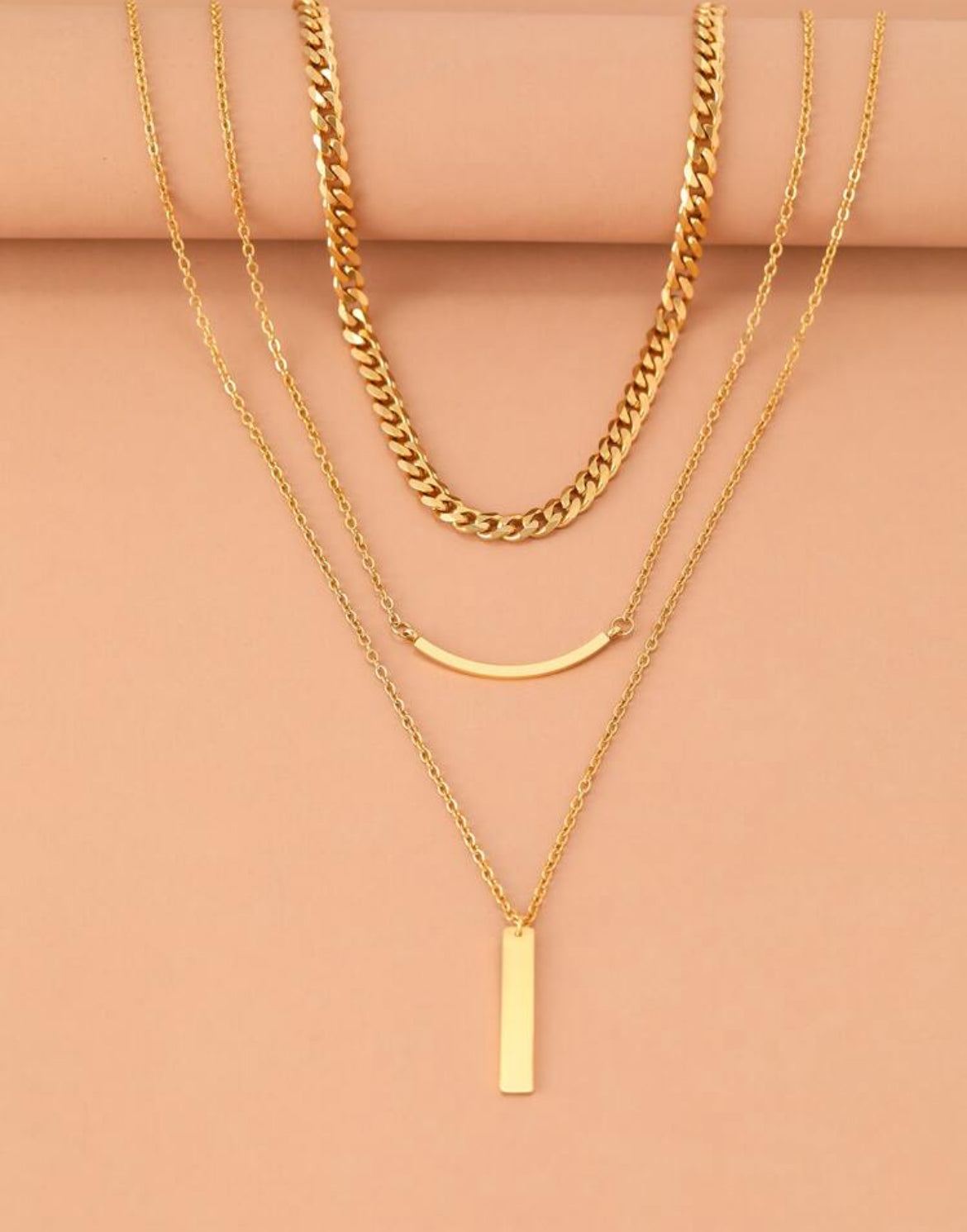 Vera gold bar layered necklace