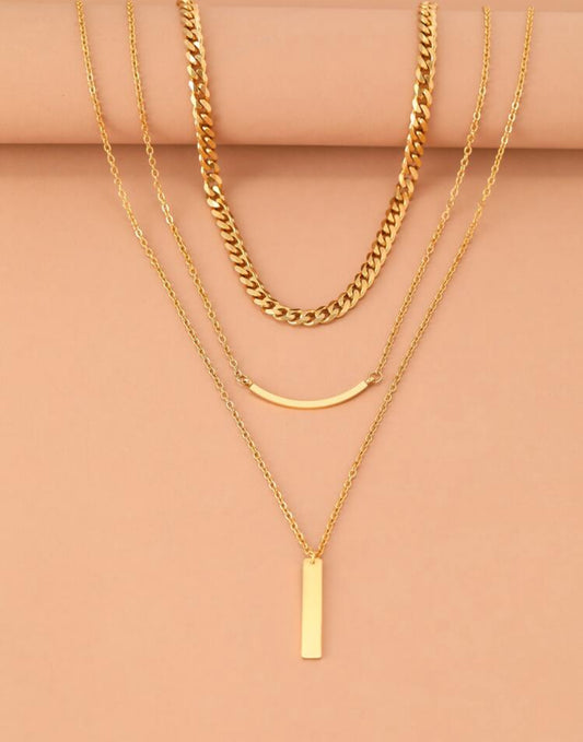 Vera gold bar layered necklace