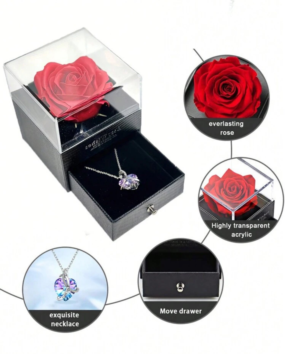 I love you- eternal necklace & rose set