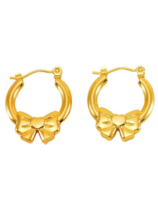 Bow tie stainless steel elegant earrings