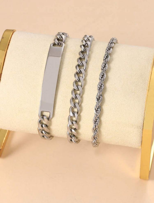 3pc Marco Stainless Steel bracelet set for men