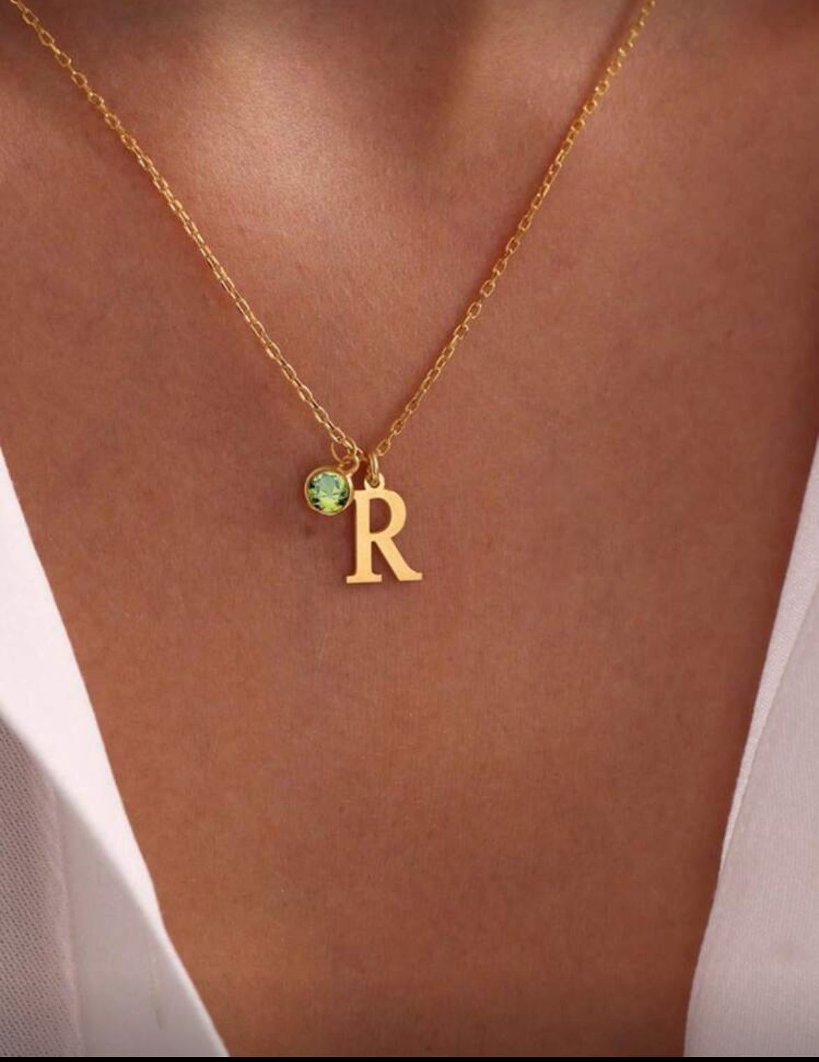 Initial birthstone necklace