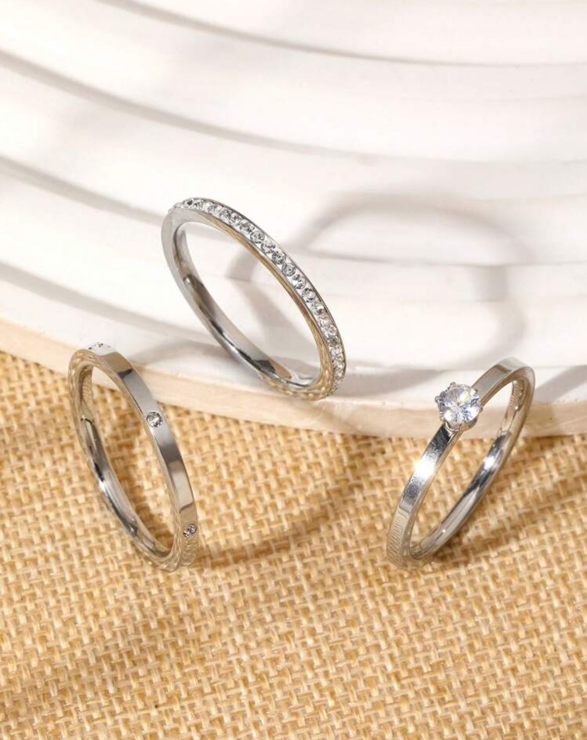 18K gold plated diamond ring set