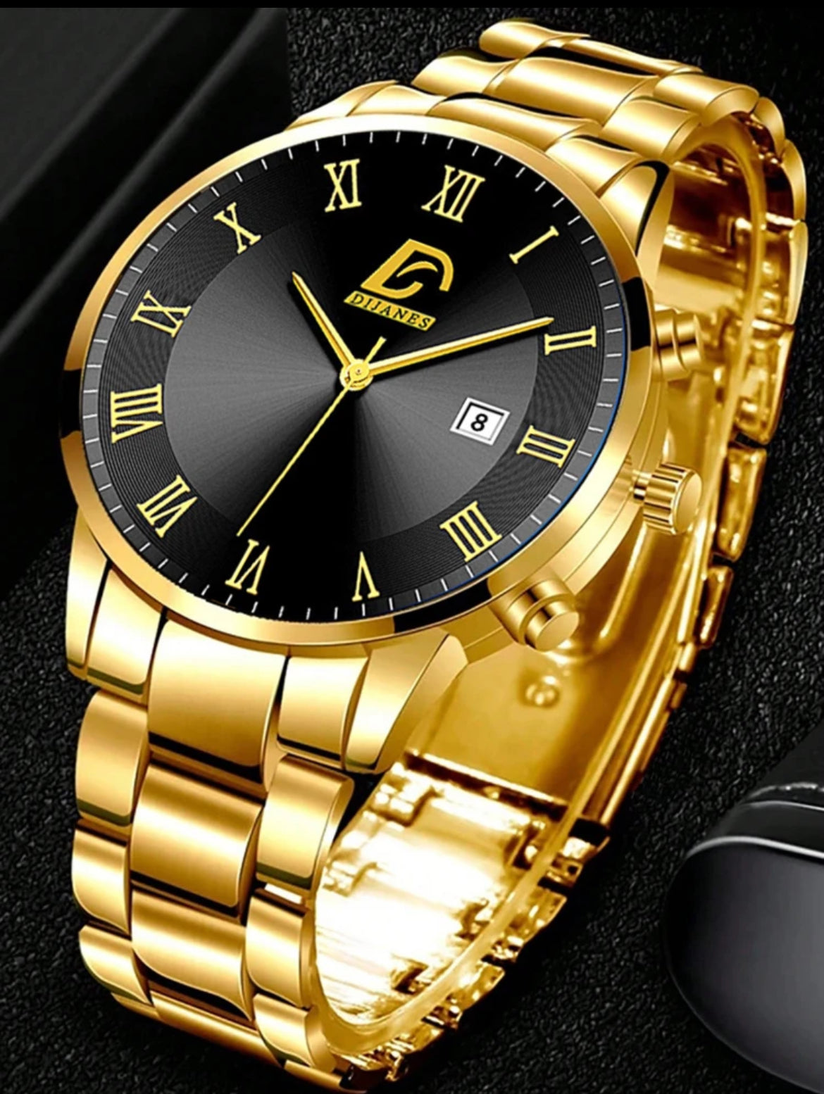 Business Man Stainless Steel Watch & Necklace Set