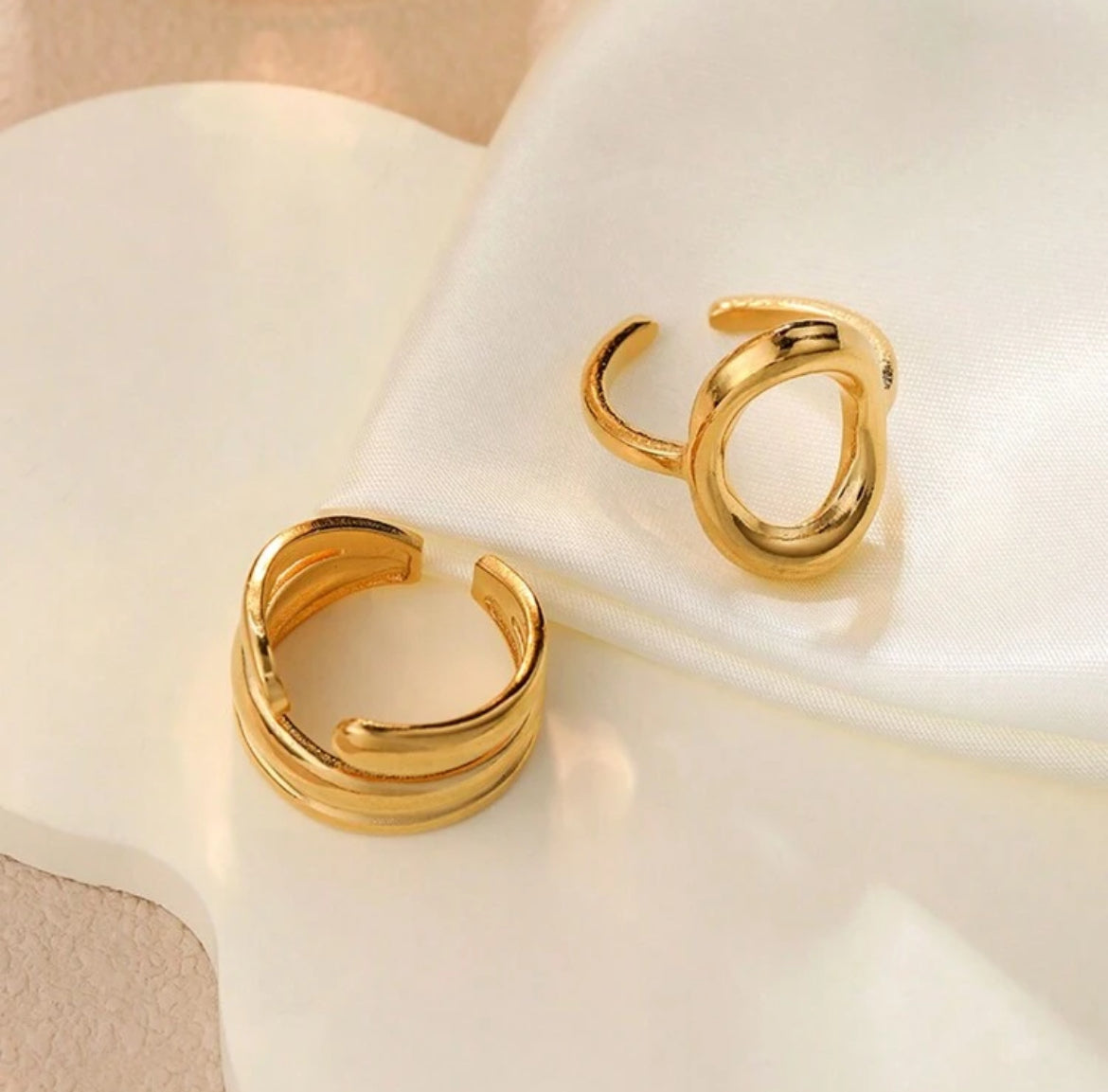 2pc GEO stainless steel ring set