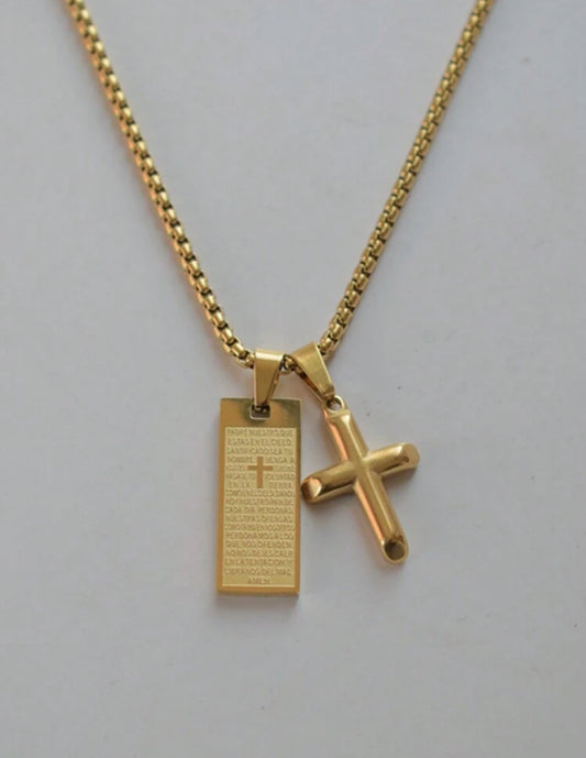 Scripture cross pendant necklace for men