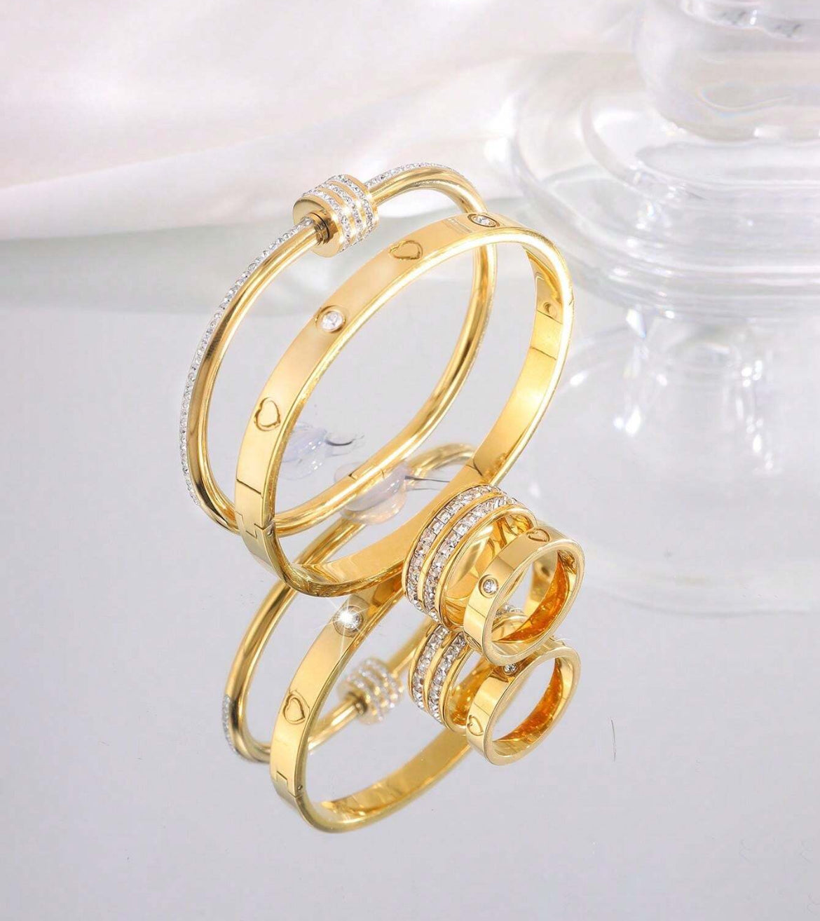 4pc Sophie Stainless Steel Bracelet & Ring set
