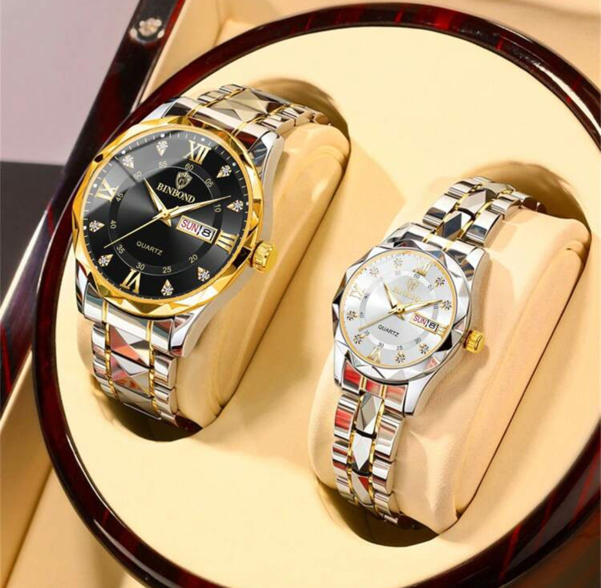 Couples Stainless Steel Watch Set