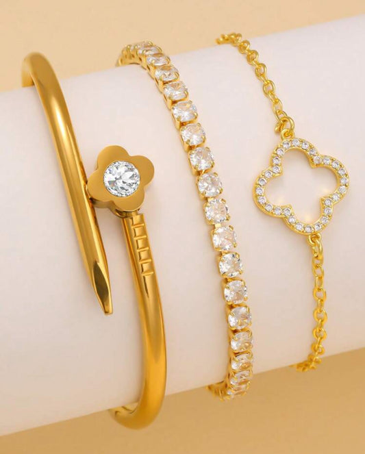 Alicia 3pc stainless steel bracelet set