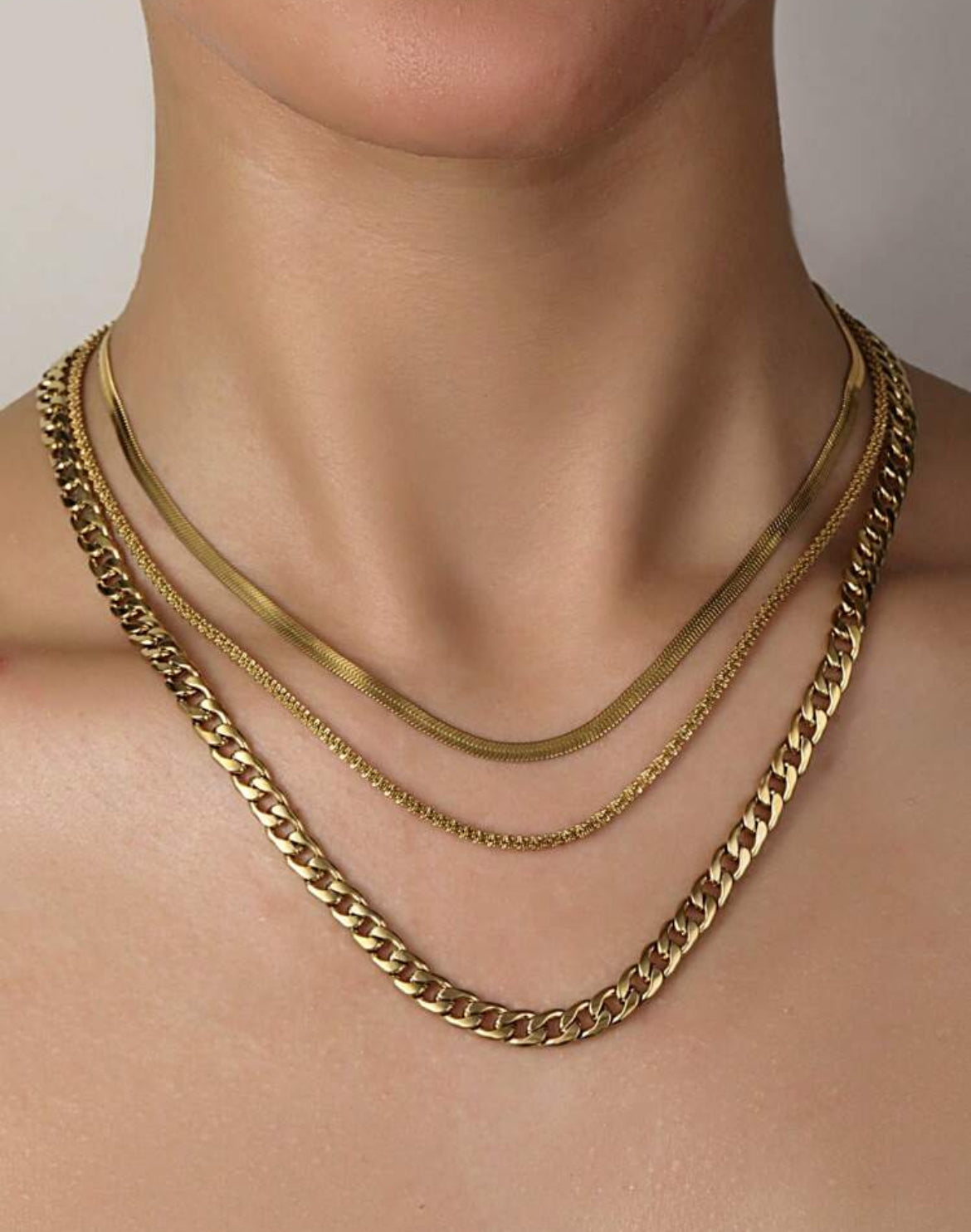 Munu 3pc stainless steel necklace set