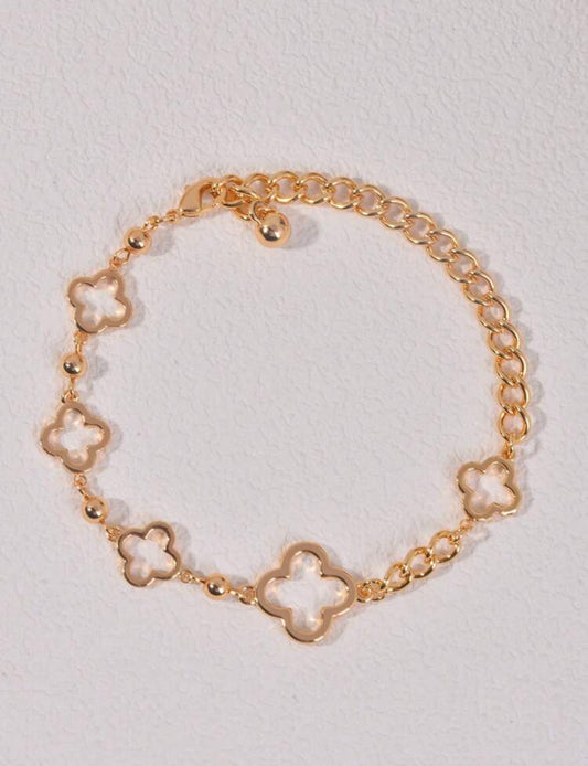 Gold plated clover bracelet