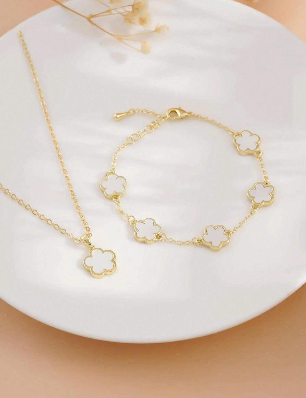 2pc Dream Clover Necklace &Bracelet set