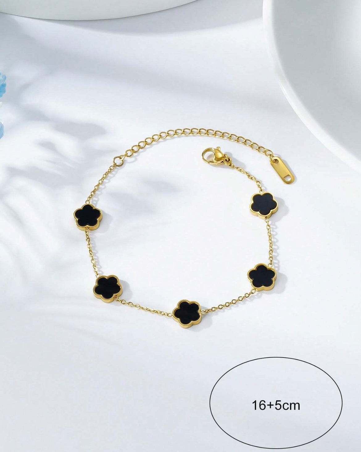 Black Stainless Steel Clover Bracelet