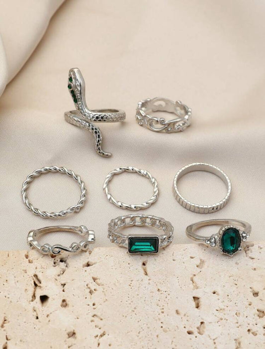 8pc emerald ring set