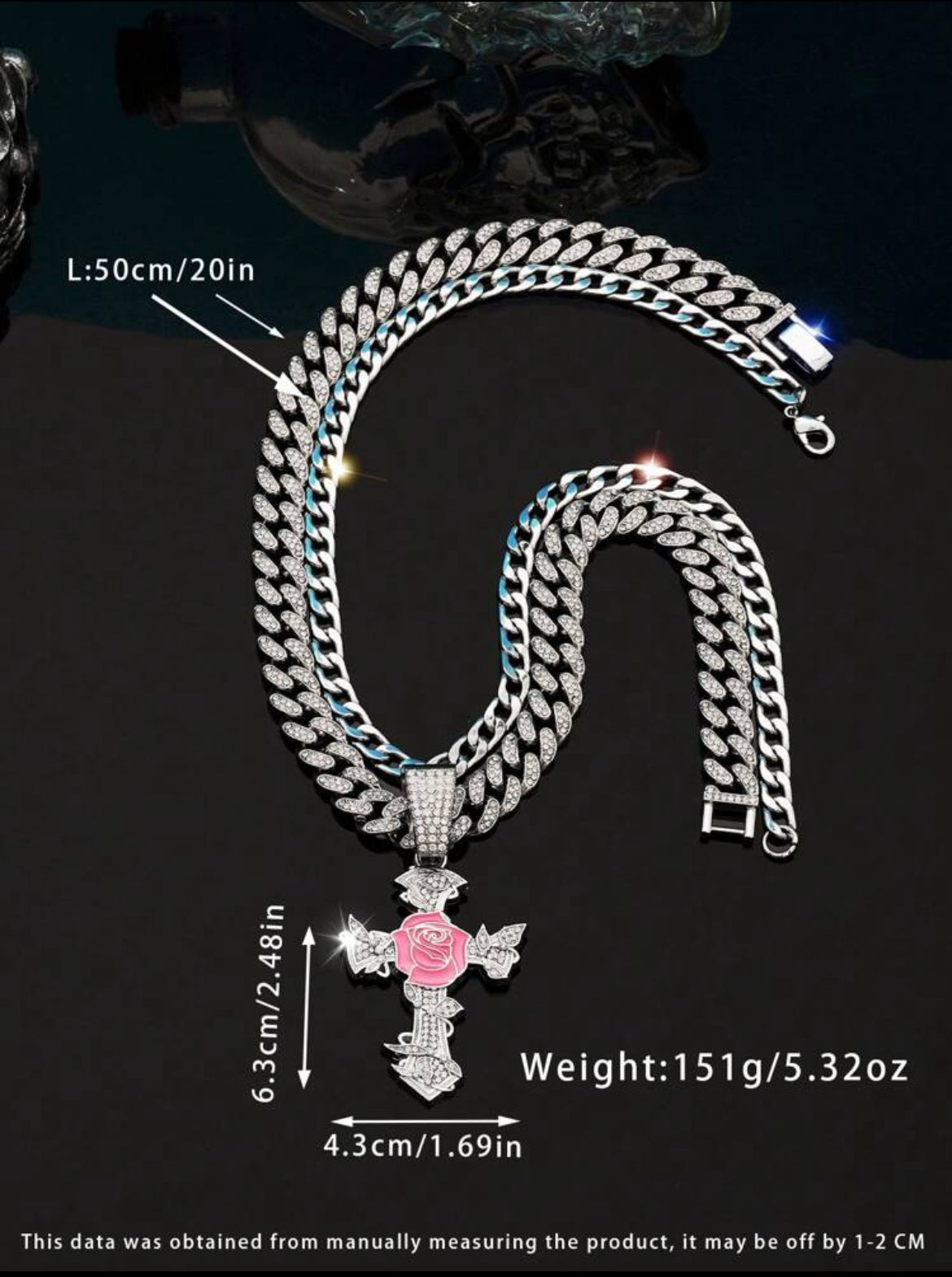 2pc Thorny Rose necklace set for men