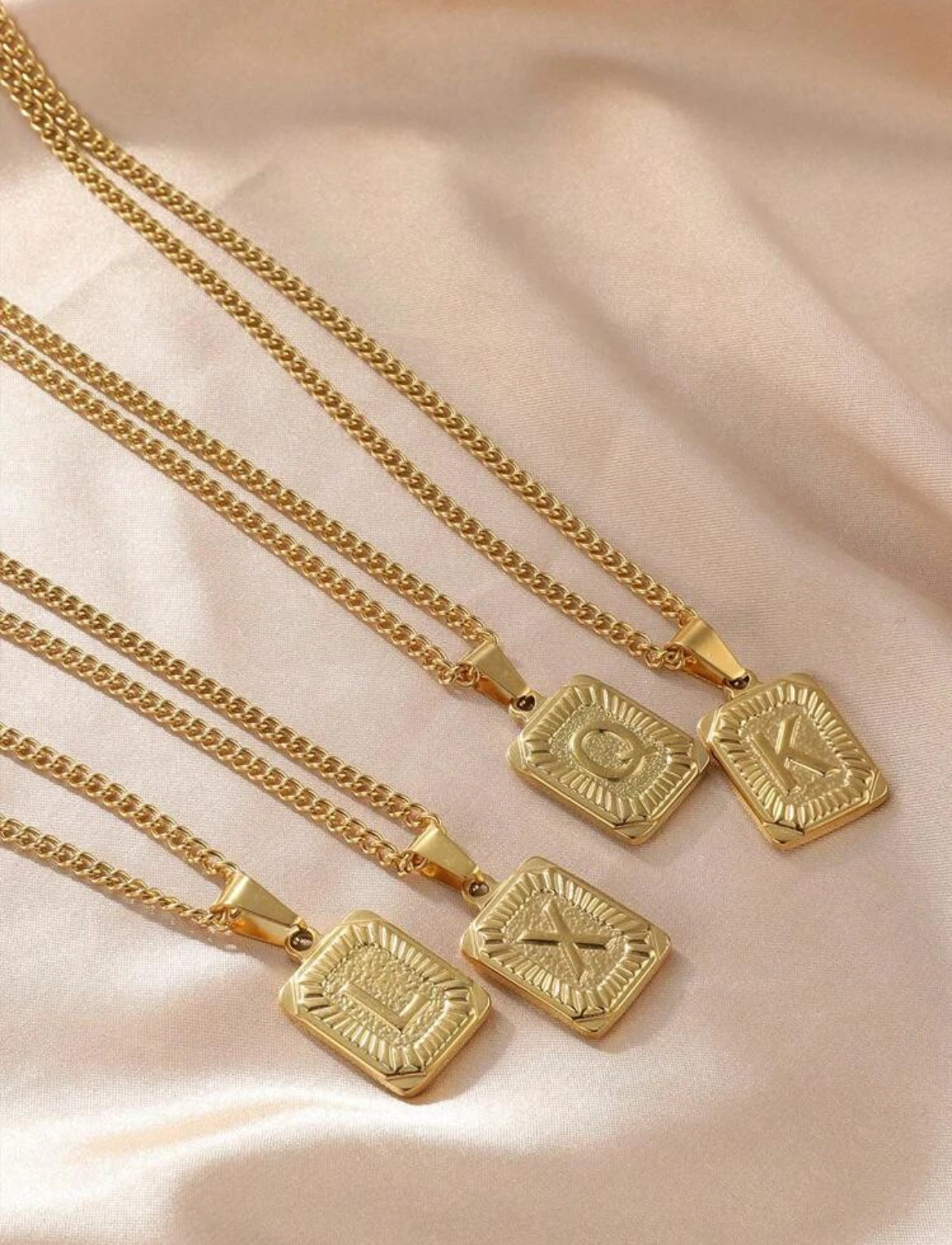 18k gold plated Initial pendant necklace for men
