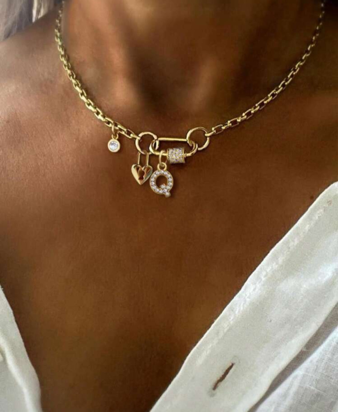 Initial Pin charm necklace