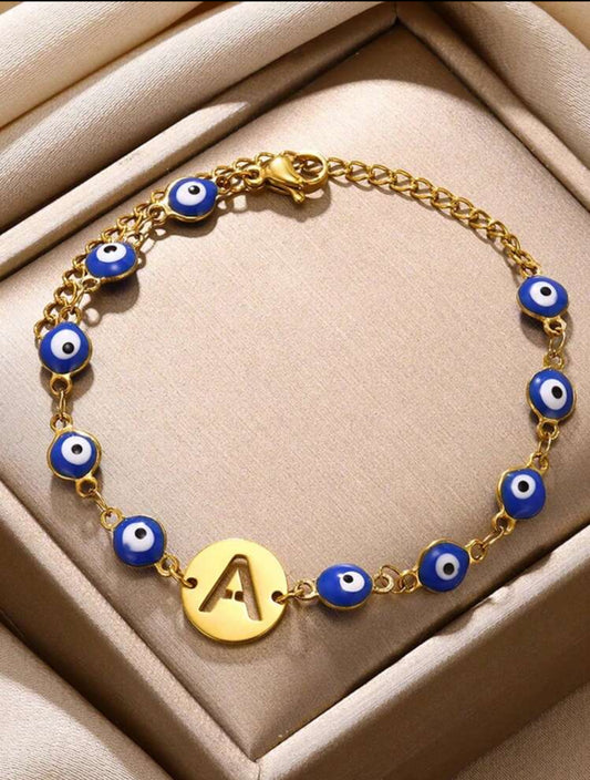 Initial Evil Eye bracelet