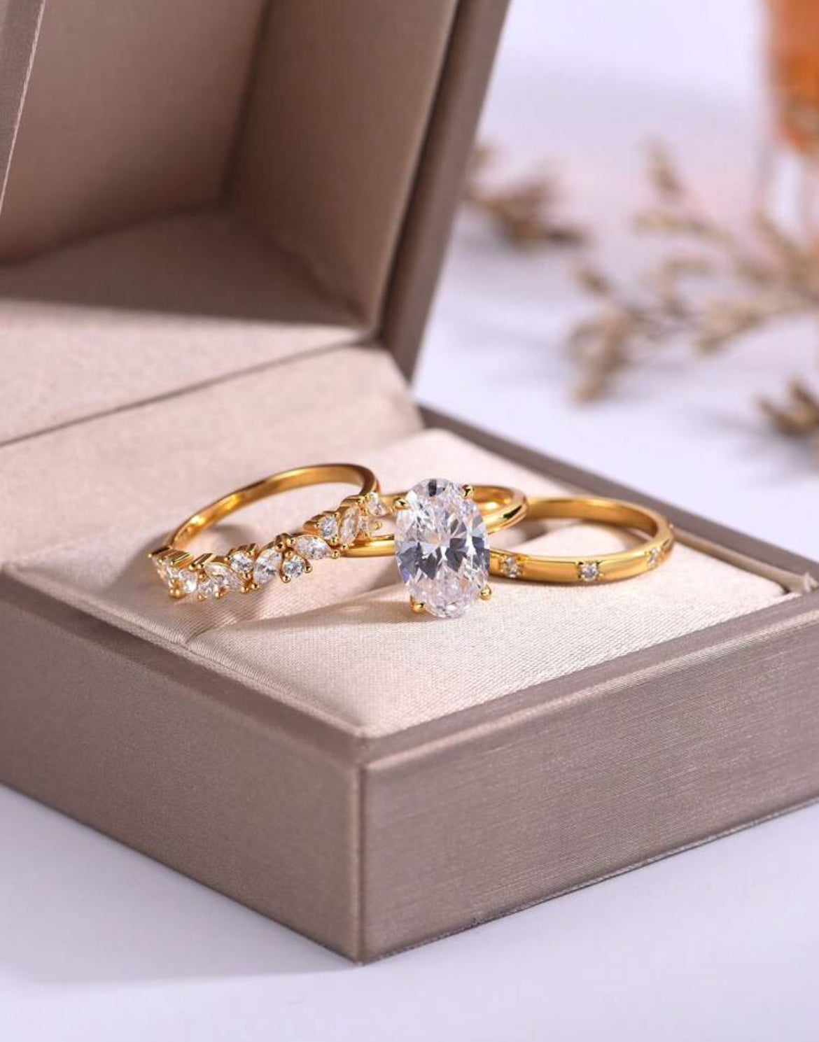 Mystic Halo 925 Sterling Silver 3pc ring set
