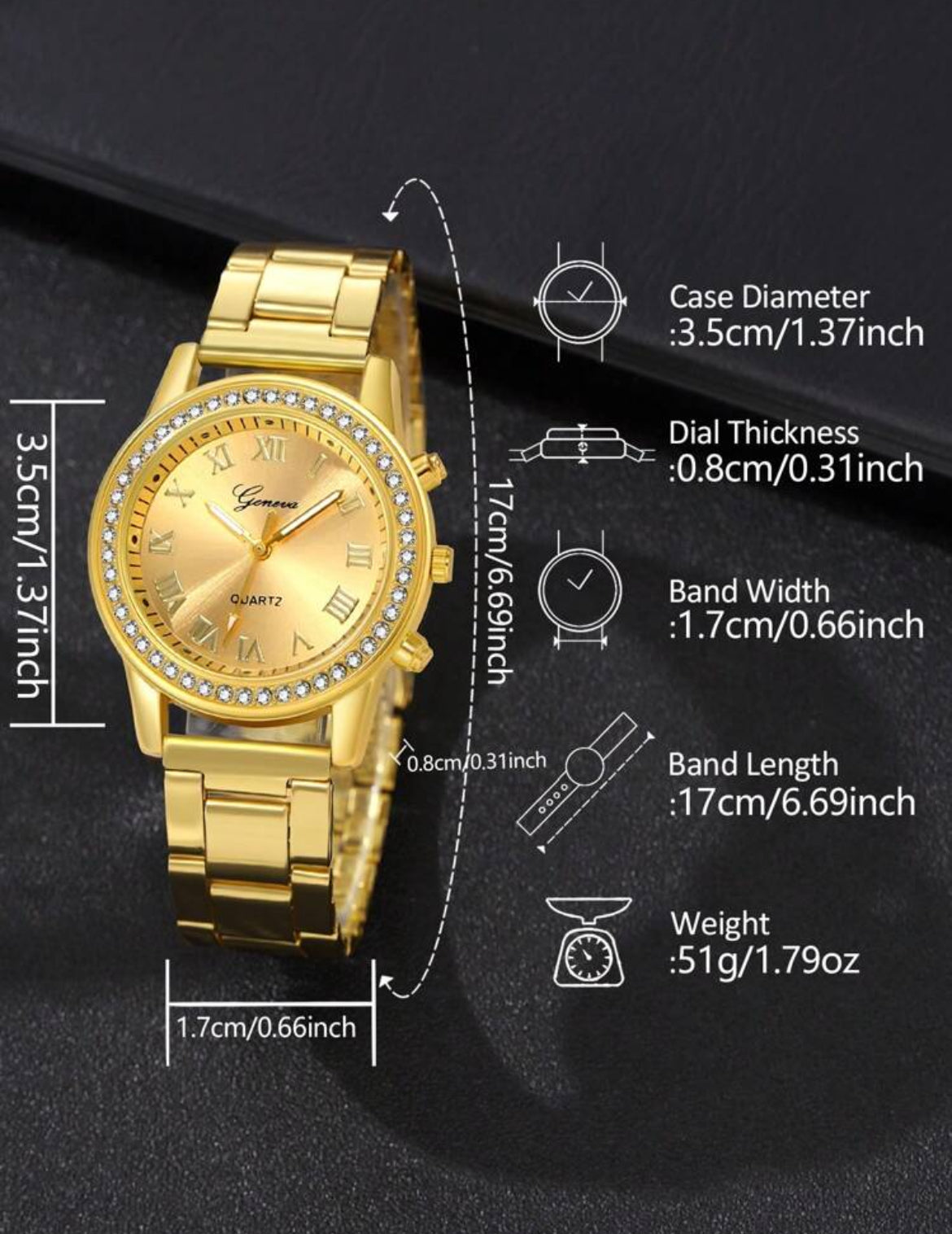 5pc ladies Elegant Stainless Steel Watch set