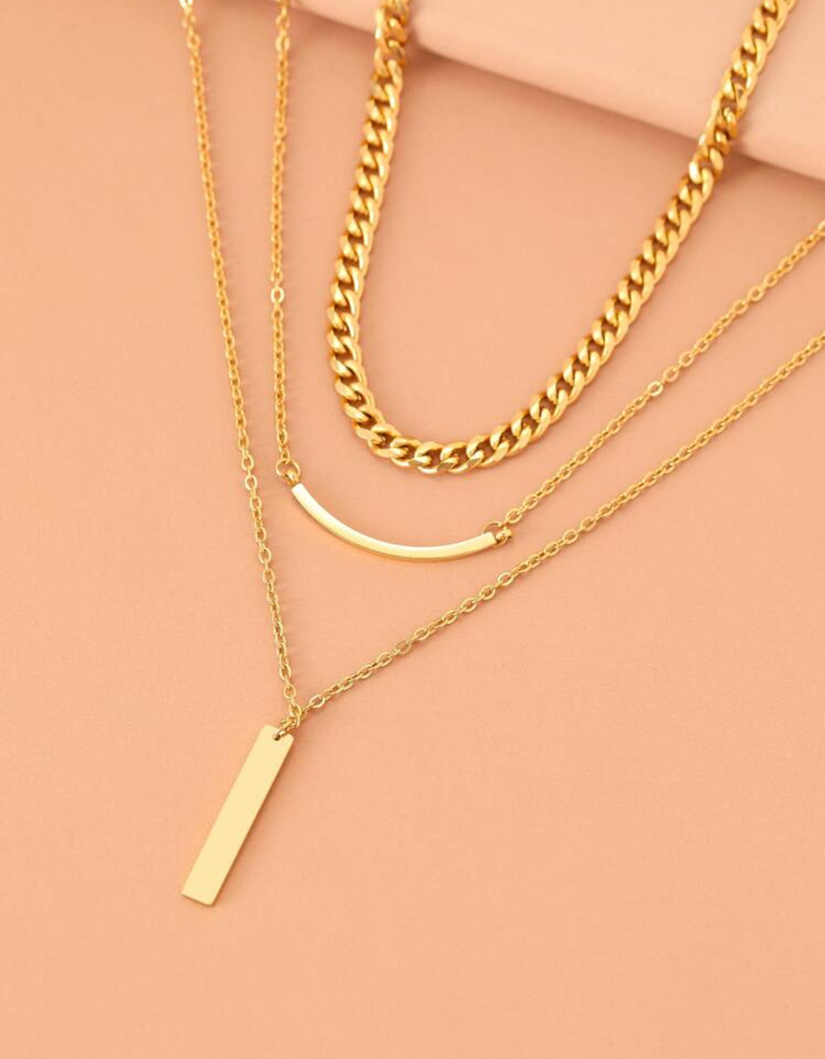 Vera gold bar layered necklace