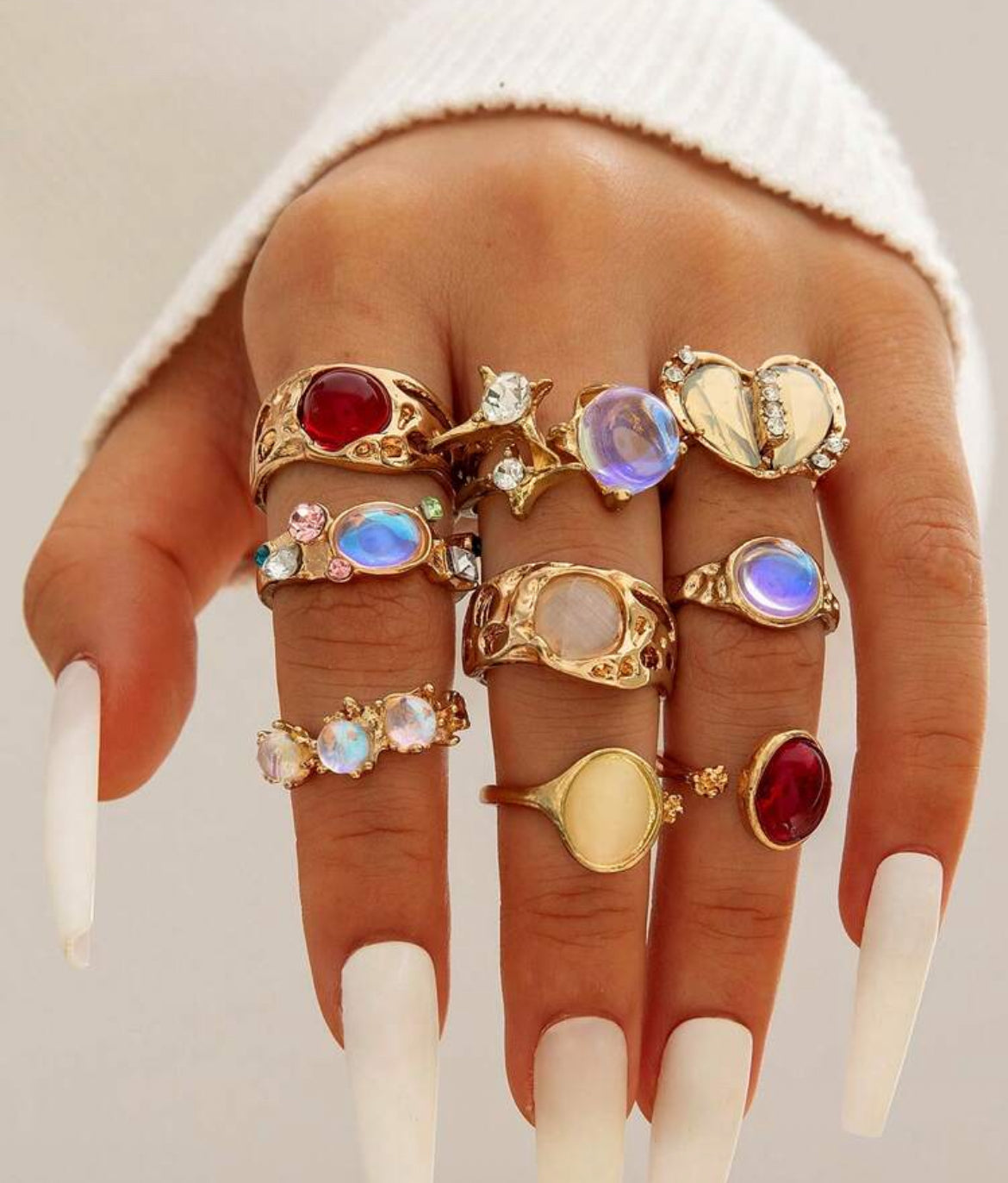 Jade 9pc vintage ring set
