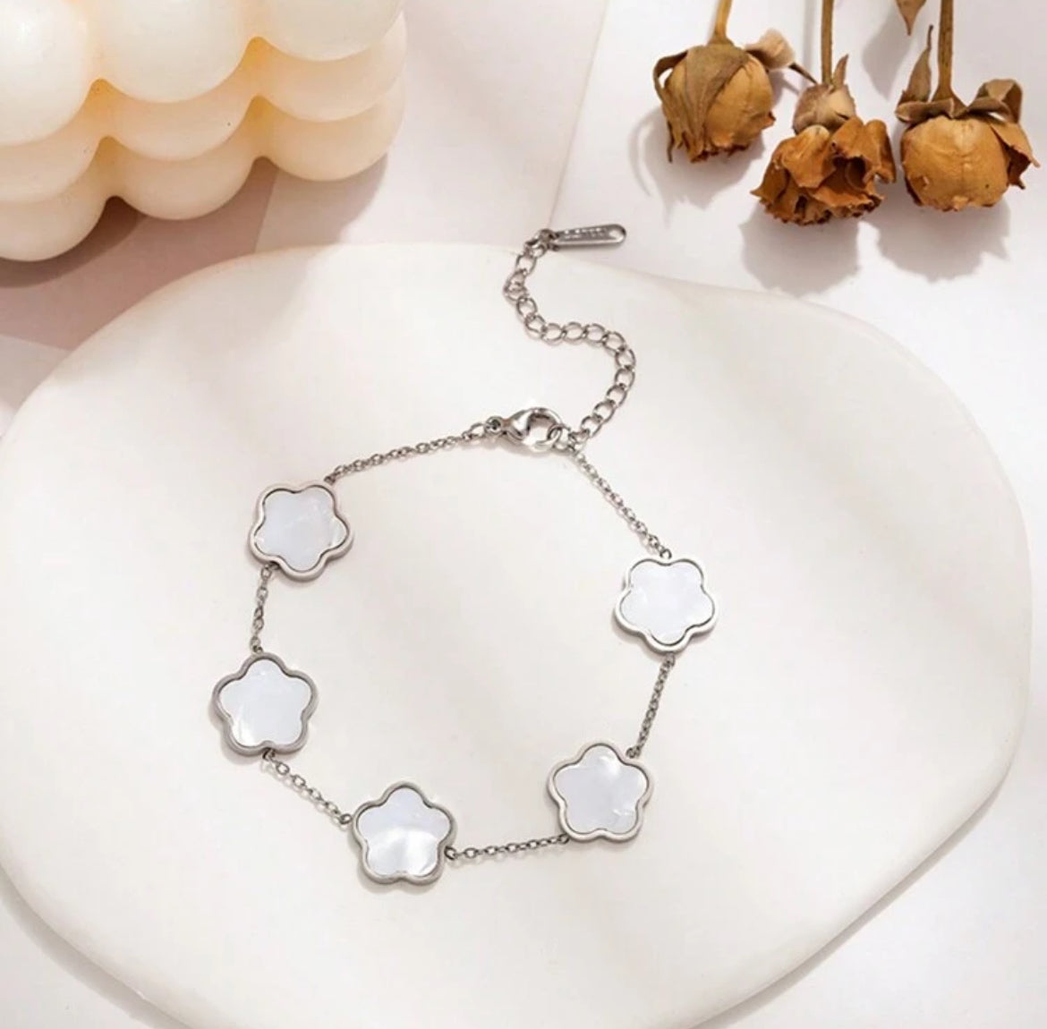 Silver clover bracelets