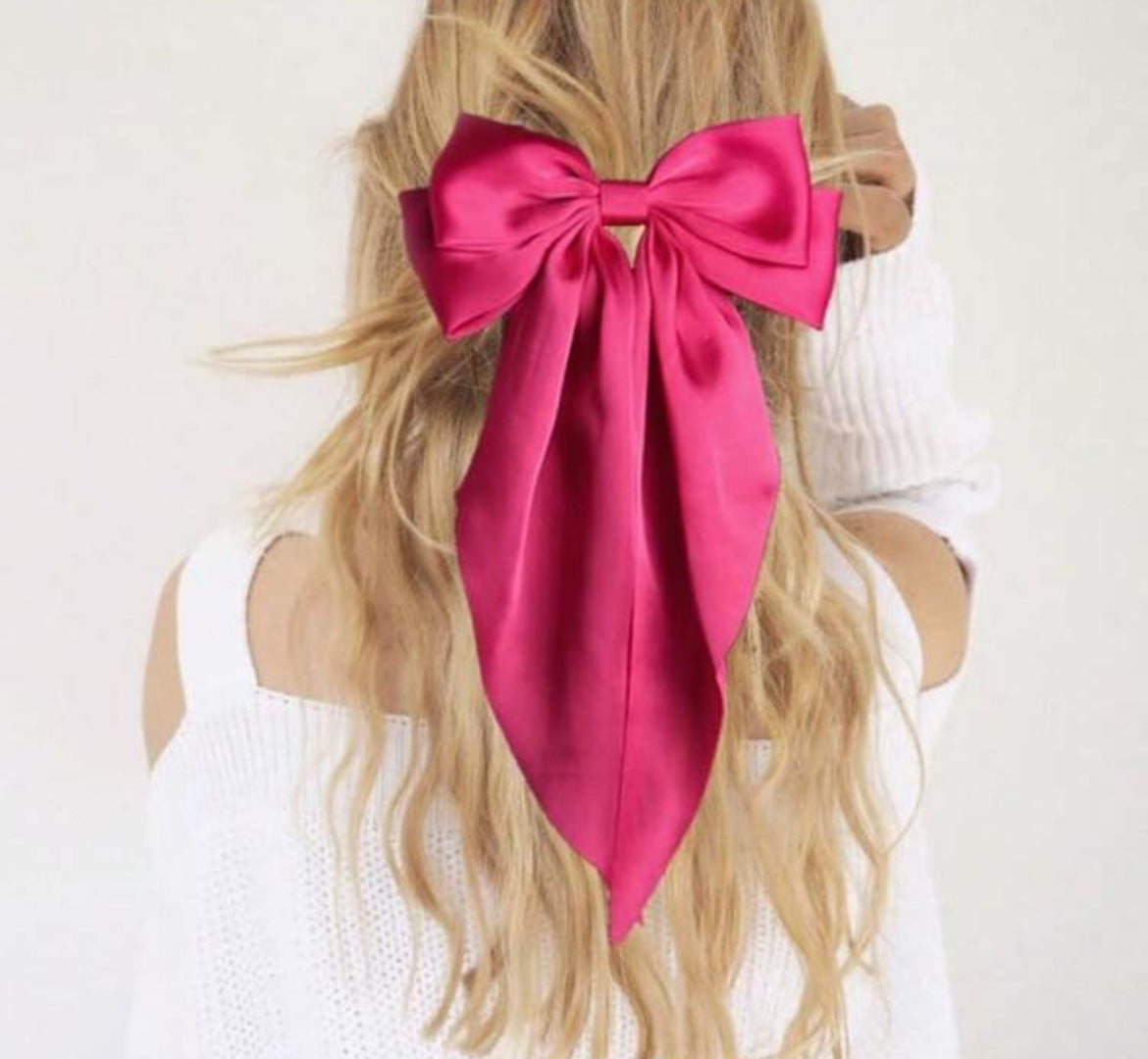 2pc Long Satin Bow tie Hair Pins