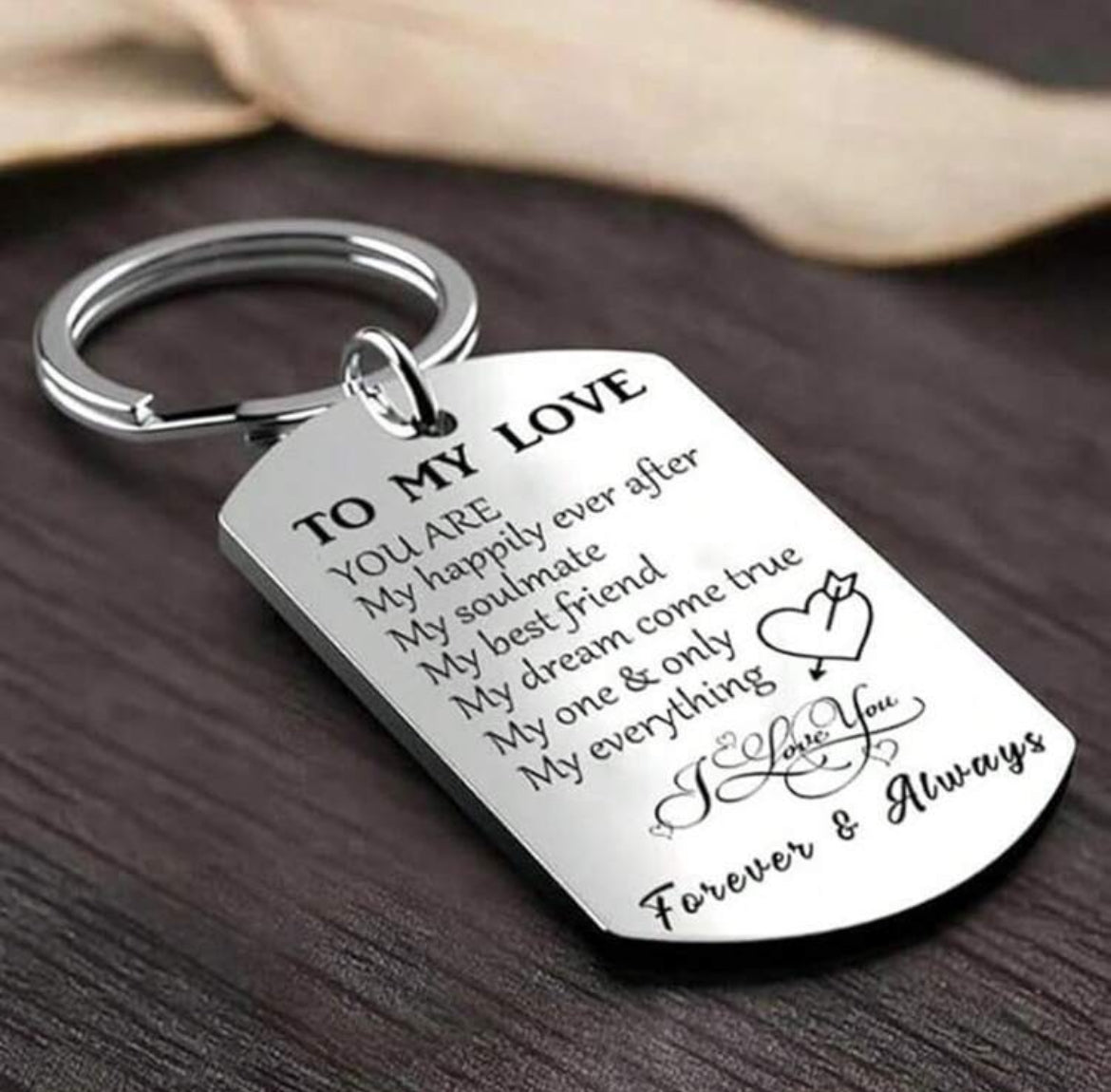 To my love stainless steel keychain